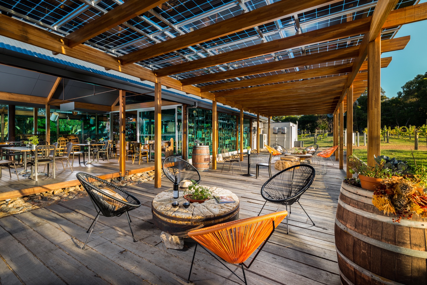 Timber deck and outdoor seating at Barnyard 1978
